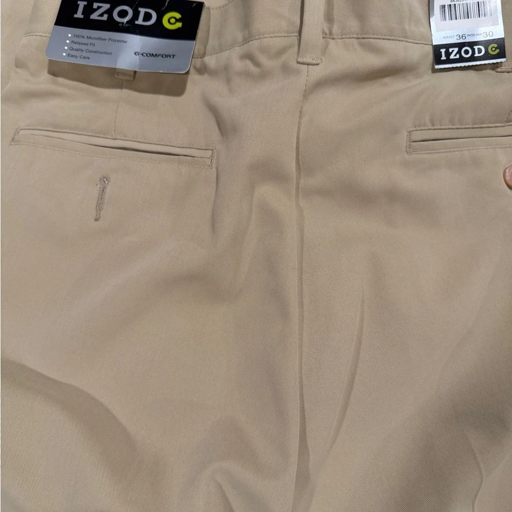 IZOD Men's Dress‎ Pants Size 36x30 Khaki Tan Pleated Front